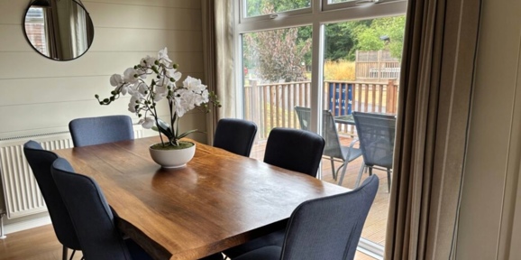 Prestige Dovecote, dining area at Brokerswood