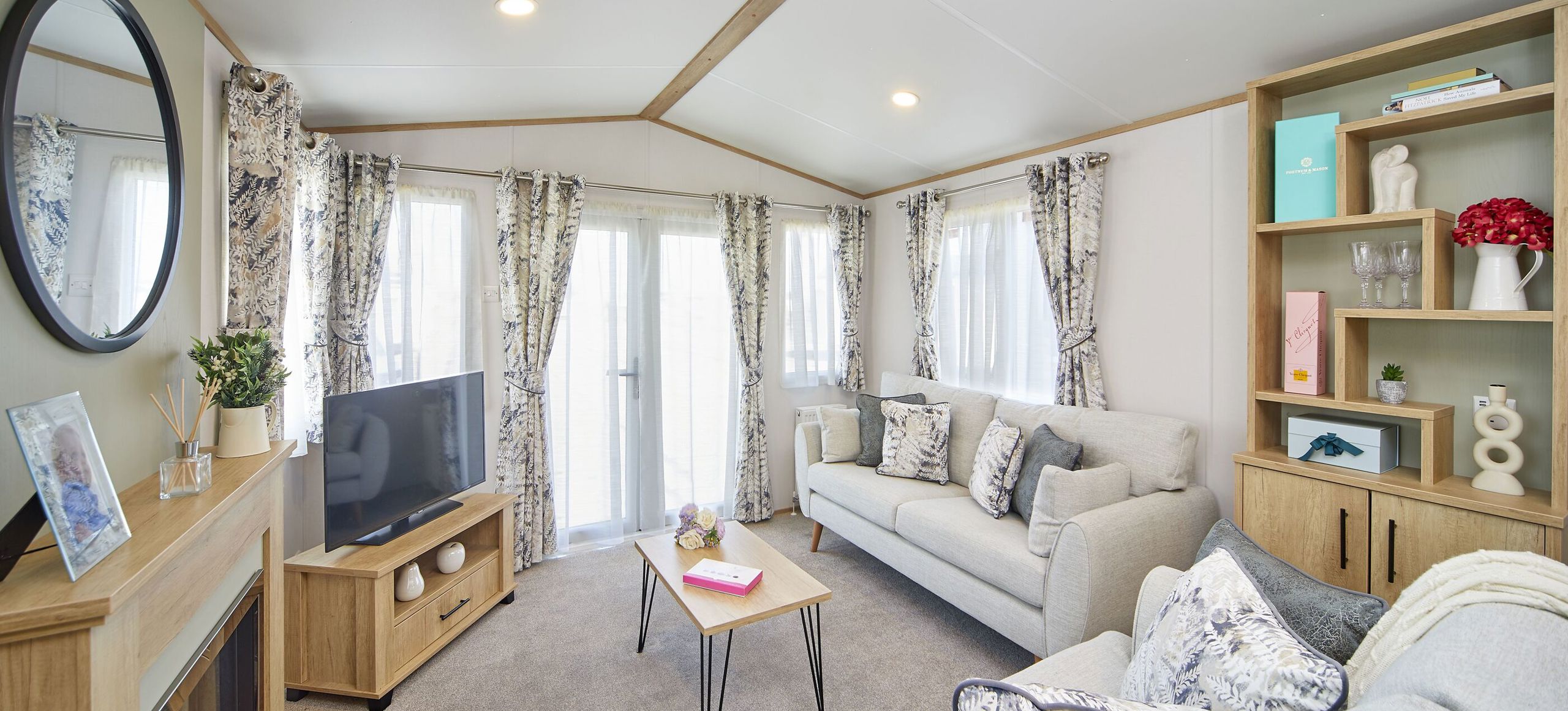 Carnaby Silverdale, living room with patio doors at Brokerswood