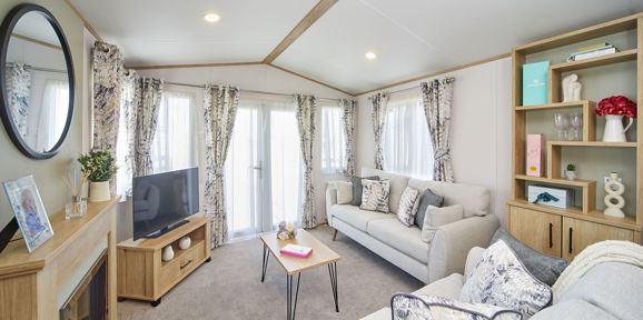 Carnaby Silverdale, living room with patio doors at Brokerswood