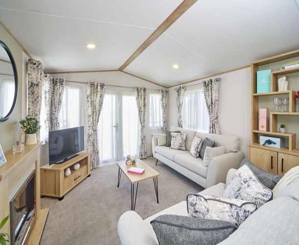 Carnaby Silverdale, living room with patio doors at Brokerswood