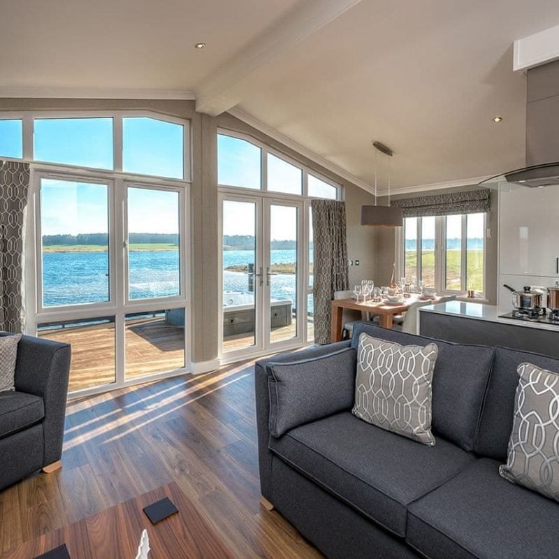 Open plan lounge in Delamere Lake Holiday Park